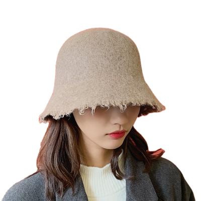 China Retro and Winter Character Fisherman Hat Women's Autumn Winter Bucket Wool Bucket Sharpening Wool Bell-Shaped Bucket Hat for sale