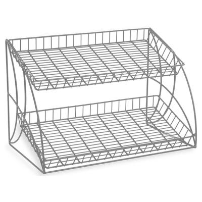 China Countertop Counter 2 Tier Wire Basket Cookie And Bread Display Racks for sale