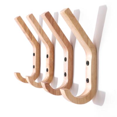 China Wooden Stocked Towel Coat Hook Wall Decoration Hooks Clothes Organizer Single Hat Hanger Towel Rack Hangers Hooks for sale