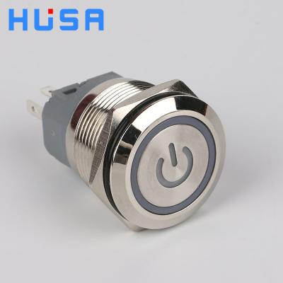 China LOGO High Quality Stainless Steel 22mm illuminated 12v push button switch 1no1nc symbol led spring reset metal illuminated push button switches for sale