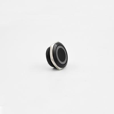 China HUSA Aluminum Oxide Black 22mm Touch Black Housing Ultra-thin Waterproof Short Switch With Ring Light Momentary Short Metal Push Button Switch for sale