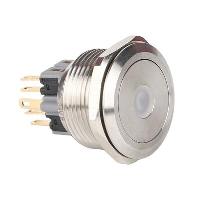 China S: Stainless Steel / N: 28mm Diameter 1NO1NC Nickel Plated Brass Push Button Switch Latching LED Light Stainless Steel Buttons Momentary Illuminated Waterproof Switches for sale