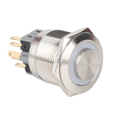 China S: Stainless Steel / N: Ring Led Illuminated Maintained High 6V 12V 24V 220V 6V 12V 24V 220V Self-adjusting Ring Metal Brass Nickel Plated Momentary 25mm Push Button Switches for sale