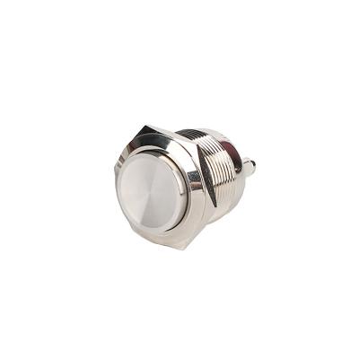 China Factory Wholesale 22mm Metal Knob Push Button Switch Ip65 Brass Nickel Plated High Flat Main Momentary Switch for sale