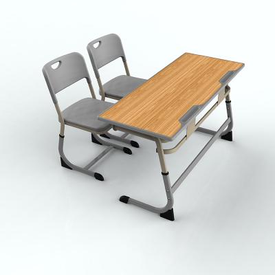 China Commercial Modern High Quality Classroom Kid School Furniture Double Desks And Chairs For Kids for sale