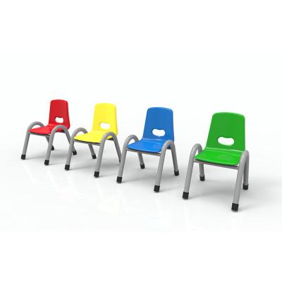 China Modern School Kindergarten Kids Durable Plastic Chair With Metal Round Tube Frame for sale