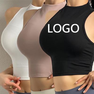 China Beautiful Quick-drying back shockproof fitness yoga bra autumn sports breathable sports underwear neck high waistcoat. for sale