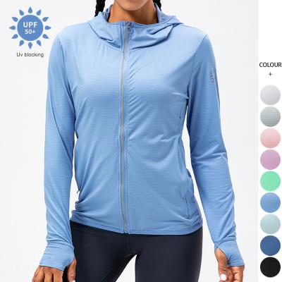 China Summer Long Sleeve Women's Long Sun Protection Clothing Coat Fishing Clothing Workout Fitness Shaping UV Sun Protection Clothing Women for sale