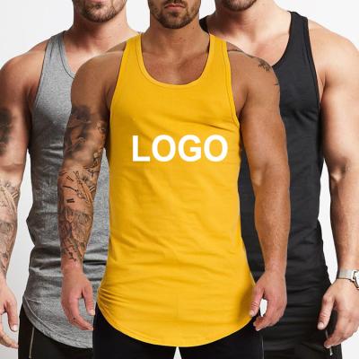 China QUICK DRY Custom Cut Out Fitness Mens Gym Workout Muscle Bodybuilding Cotton Sleeveless Tank Top for sale