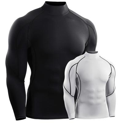 China Autumn/Winter Collar Sleeve Breathable Long Tights Men's Fitness Sports Stretch Top Quick Dry T-Shirt. for sale