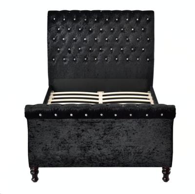 China Unique Morden style crushed velvet fabric bed with crystal buttons for sale