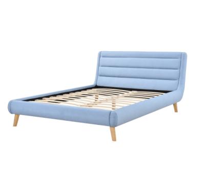 China Modern Designs Stylish Colorful Fabric Bed With Wooden Foot for sale