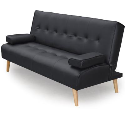 China China Manufacture Supply Foldable Upholstered Black Leather Sofa Bed for sale