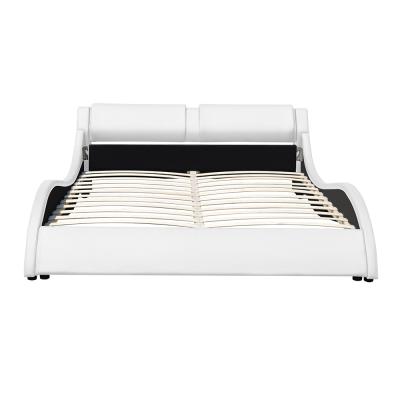 China China Factory Soft Bed Double Size King Siderails are cuted upholstered white leather bed with led for sale