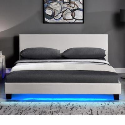 China Modern Lighted White Headboard Designs And Graphite Lightweight PU Leather Bed for sale