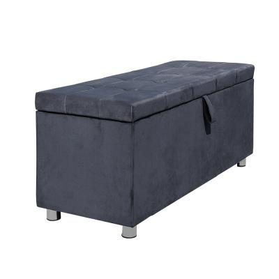 China Storage Upholstered Gray Storage Folding Ottoman Bench Dark for sale