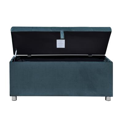 China Wholesale Storage Fabric Tufted Buttons Folding Ottoman Storage Bench For Bedroom for sale