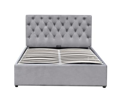 China Hotsale Storage OEM Factory Customized New Rhombus Velvet Fabric Gas Lift Upholstered Platform Storage Bed Button-tufted Headboard for sale