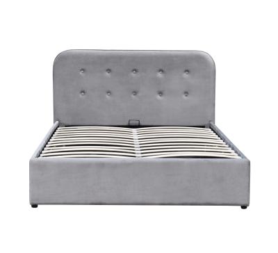 China Hotsale Storage OEM Factory Customized Latest Customized Velvet Fabric Gas Lift Upholstered Platform Storage Bed Button-tufted Headboard for sale