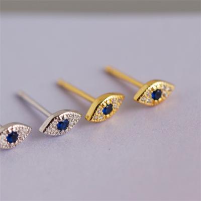 China Trendy Fashion S925 Korean Diamond Eyes Minimalist Stud Earrings Blue 925 Sterling Silver Lead Environmental Friendly for sale