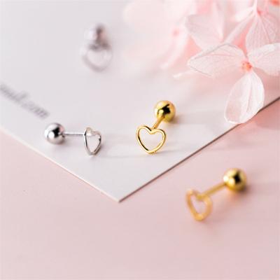 China Advance S925 Women Jewelry 18K Trendy Environmental Friendly Korean Gold 925 Silver Circle Hollow Heart Piercing Stud Earrings for sale