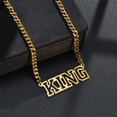 China Fashion Personalized Cuban Link Chain Jewelry Necklace 18K Gold Plated Stainless Steel Custom Name Necklace for sale