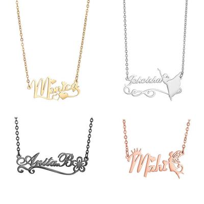 China Custom Fashion Jewelry Necklace 18K Stainless Steel Customize Name Pendant Necklace Gold Plated for sale