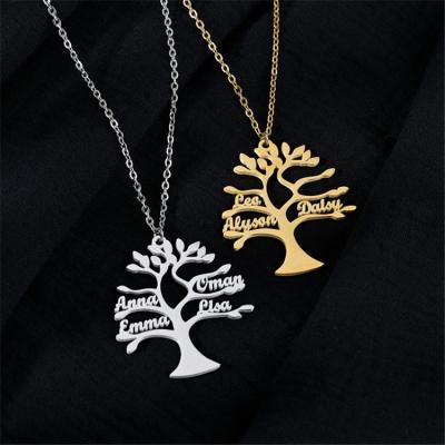 China Fashion Customize Tree Of Life Pendant Necklace Jewelry 18K Gold Plated Stainless Steel Custom Name Necklace for sale