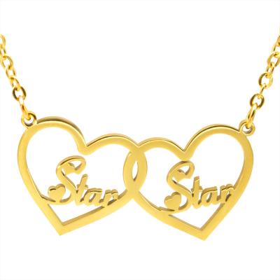 China Custom Name Heart Couples Fashion Stainless Steel Trendy Personalized Nameplate Pendant Necklace Personalized for sale