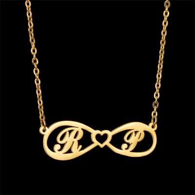 China Fashion Custom Customized Name Necklace Jewelry Stainless Steel Initial Infinity Necklaces 18K Gold Plated for sale