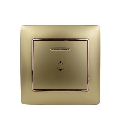 China Multipurpose Decorator Gold PC Material European Standard Doorbell Push Switch With LED Indicator for sale