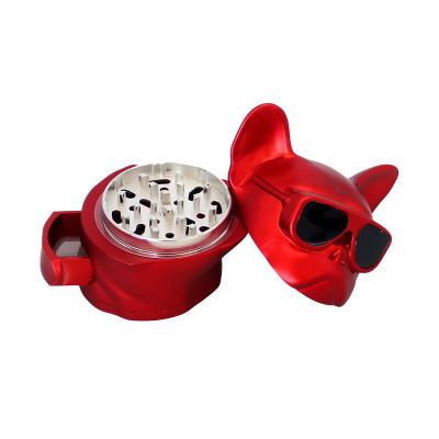 China Morden The Latest New Red Gold Zinc Alloy Special Cool Dog With Drawer Dog Head Smoke Grinder Metal Herb Grinder for sale