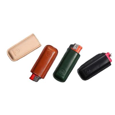 China Handmade Portable Leather Smoking Accessories Set Cigarette Lighter Cover Wholesale Hot Sale New Fashion Smoking Accessories for sale