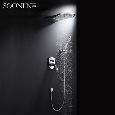 China Without Slide Bar Factory Price Wall Mounted Concealed Bathroom Hand Concealed Shower Set With Rain Shower Diverter And Portable Head for sale