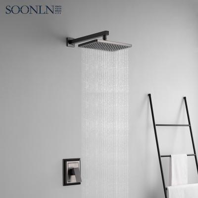 China Without Sliding Bar Family And Hotel Use Single Function Gunmetal Black Shower Set Wall Mounted Hidden Bathroom Shower Panel for sale