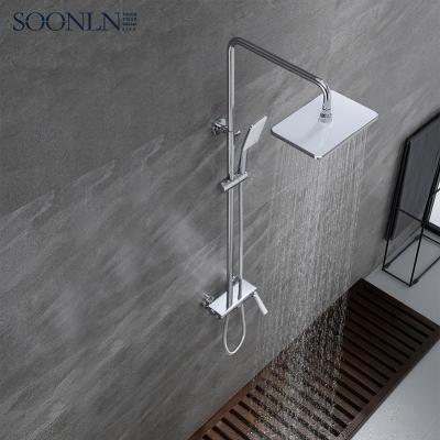 China With Slide Bar Factory Direct Square Hydraulic Power Faucet Mixer Shower Shower Faucet Set Wall Mounted for sale