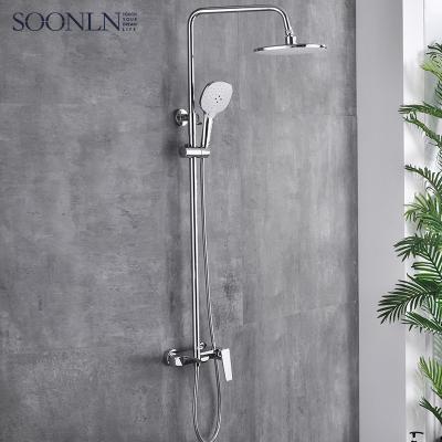 China With Slide Bar Bath Rain Shower Mixer Bathroom Water Fall Shower Column Faucet Set Wholesale for sale