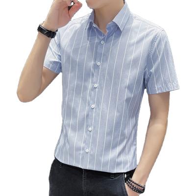 China New style breathable striped top of summer short-sleeved shirt fashionable men's business casual dress for sale