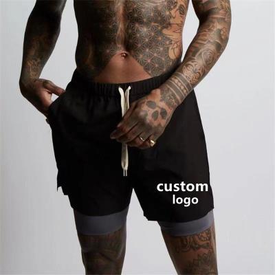 China Custom Logo QUICK DRY 2 in 1 Double Layer Sport Shorts Breathable Quick Dry Gym Biker Men Shorts for sale