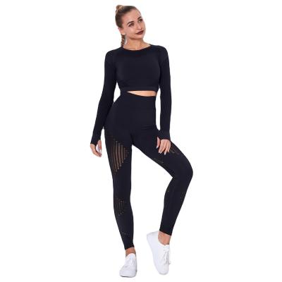 China Best European And American Popular Hollow-out Yoga Long Sleeve Sweat Suit Breathable Absorbent for sale