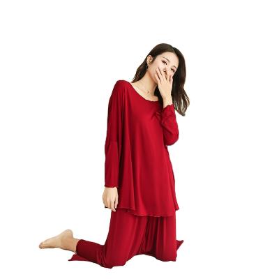 China Factory Direct Breathable Plus Size Autumn And Winter Women's Home Wear Loose Long Sleeve Pajamas Two Piece Set for sale