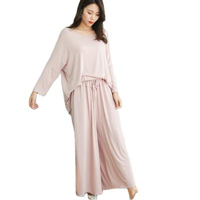 China Breathable Warm Item Plus Size Autumn And Winter Women's Home Wear Loose Long Sleeve Pajamas Two Piece Set for sale