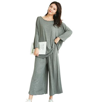 China Breathable Plus Size Autumn And Winter Women's Home Wear Loose Long Sleeve Pajamas Two Piece Set for sale