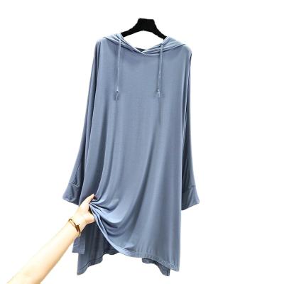 China New Best Selling Casual Loose Thin Home Clothes Breathable T-shirt Summer Big Skirt Hooded Long Sleeve Nightgown for sale