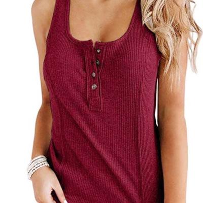 China 2021 Summer Wholesale Breathable Pure Color Round Neck Sleeveless Vest For Women for sale