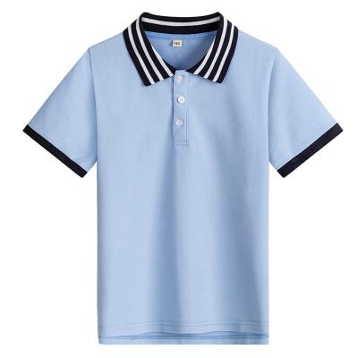 China Anti-Shrink Anti-Shrink Customize Logo Short Sleeve Blue White Primary School Uniform School Shirts High School Shirts for sale