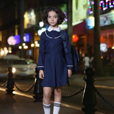 China Lovely school girls clothes school uniform pinafore dress for primary and middle school girls for sale