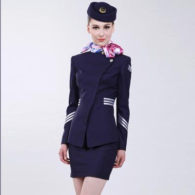 China Anti-pilling Custom Design Flight Women Lady Emirates Airline Aircraft Stewardess Costume Flat Hostess Uniform for sale