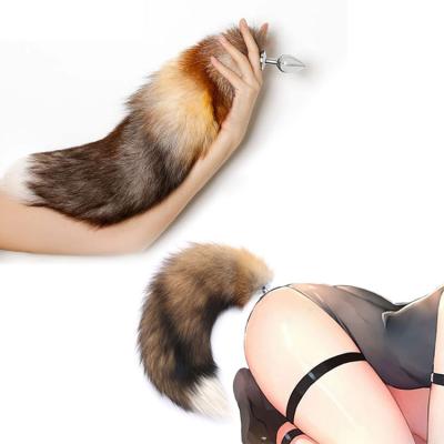 China Hot Selling Flirt Anal Plug BDSM Butt Plug Amazon Artificial Wool Metal Anus Butt Plug Faux Fur Metal Toys Fox Large Size Sexy Dog Tail for sale