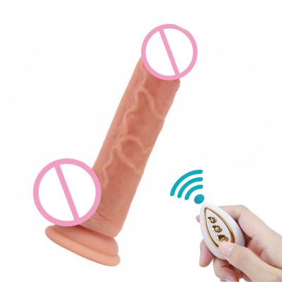 China 10modes vibration silicone radio thrusting realistic remote control dildo vibrator for women remote control dildo for sale